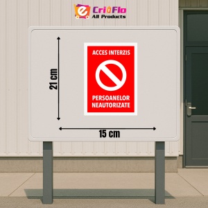 Indicator Semn pentru acces interzis si persoanelor neautorizate, Sticker autocolant - Img 2