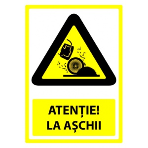 Indicator Semn pentru atentie la aschii, Sticker autocolant