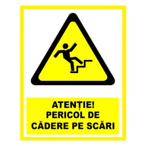 Indicator Semn pentru atentie pericol de cadere pe scari, Sticker autocolant