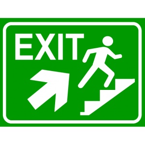 Indicator Semn pentru exit pe scari dreapta sus, Sticker autocolant