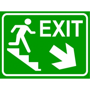 Indicator Semn pentru exit pentru scari spre dreapta jos, Sticker autocolant