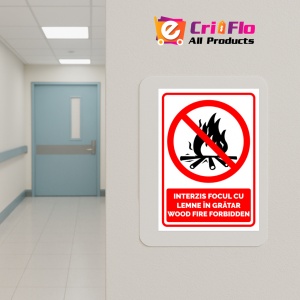 Indicator Semn pentru interzicerea focul cu lemne in gratar, Sticker autocolant - Img 5