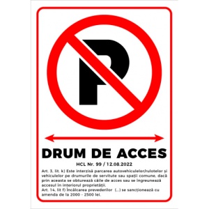 Indicator Semn pentru parcare interzisa drum de acces, Sticker autocolant