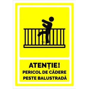 Indicator Semn pentru pericol de cadere peste balustrada, Sticker autocolant