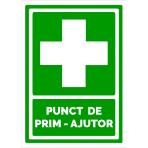 Indicator Semn pentru punct de prim ajutor, Sticker autocolant