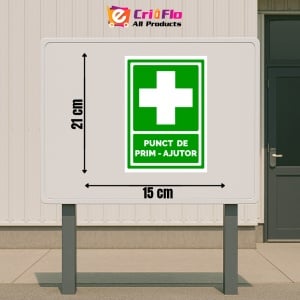 Indicator Semn pentru punct de prim ajutor, Sticker autocolant - Img 2