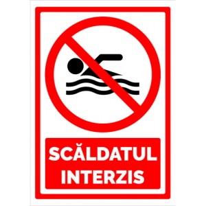 Indicator Semn pentru scaldatul interzis, Sticker autocolant