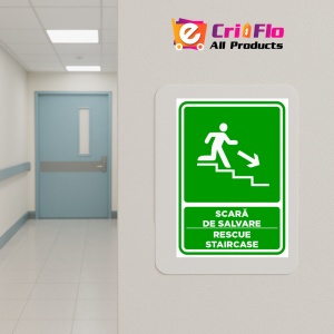 Indicator Semn pentru scara de salvare sprea dreapta jos, Sticker autocolant - Img 5