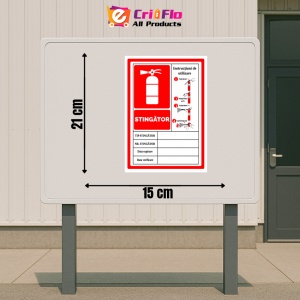 Indicator Semn pentru stingator cu instructiuni de utilizare, Sticker autocolant - Img 2