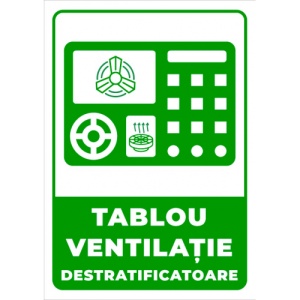 Indicator Semn pentru tablou ventilatie, Sticker autocolant