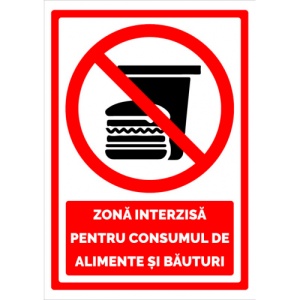 Indicator Semn pentru zona interzisa pentru consumul de alimente si bauturi, Sticker autocolant