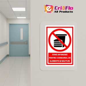 Indicator Semn pentru zona interzisa pentru consumul de alimente si bauturi, Sticker autocolant - Img 5
