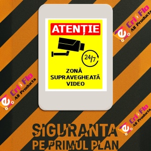 Indicator Semn pentru zona supravegheata video 24 din 7, Sticker autocolant - Img 3