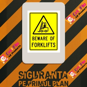Indicator Sign beware of forklifts, Sticker autocolant - Img 3