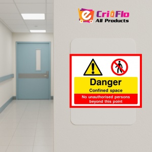 Indicator Sign danger confined space no unauthorised persons beyond this point, Sticker autocolant - Img 4