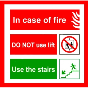 Indicator Sign in case of fire do not use lift use the stairs, Sticker autocolant