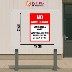 Indicator Sign no admittance employees only vendors visitors must register at main office, Sticker autocolant - Img 2