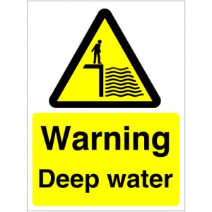 Indicator Sign warning deep water, Sticker autocolant