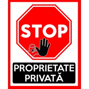 Indicator Stop proprietate privata, Sticker autocolant