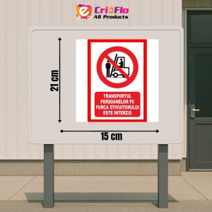 Indicator Transportul persoanelor pe furca stivuitorului este interzis, Sticker autocolant - Img 2