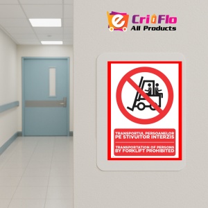 Indicator Transportul persoanelor pe stivuitor interzis transportation of persons by forklift prohibited, Sticker autocolant - Img 5