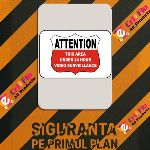 Indicator Under 24 Hour Video Surveillance Sign, Sticker autocolant - Img 3