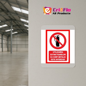 Indicator Utilizarea extinctoarelor cu corp metalic este interzisa, Sticker autocolant - Img 4