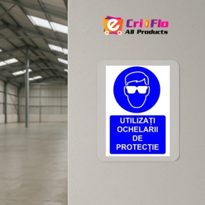 Indicator Utilizati ochelarii de protectie indicator de obligativitate, Sticker autocolant - Img 4