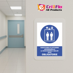 Indicator Verificarea platformei ascensorului la deschiderea usilor este obligatorie, Sticker autocolant - Img 5