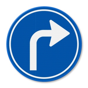Indicator Virati obligatoriu la dreapta, Sticker autocolant