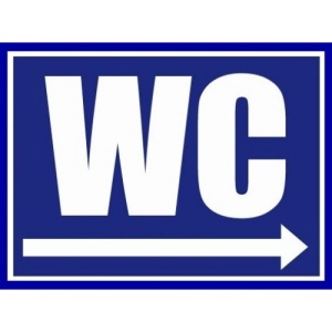 Indicator Wc cu sageata toaleta spre dreapta, Sticker autocolant