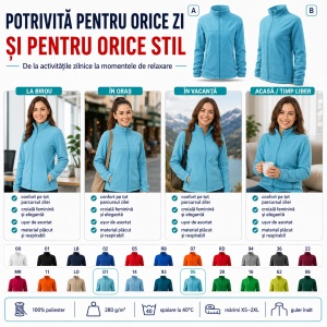Jachetă Fleece Damă Tip Bluză Hanorac cu Fermoar, Călduroasă și Cambrată – Jacket 504 - Img 7