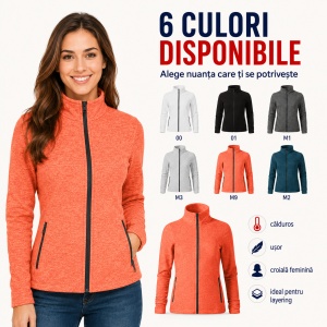 Jachetă Polar Fleece Damă Tip Bluză cu Fermoar Malfini Factor 853 – 300 g/m², Micropoliester Reciclat - Img 5