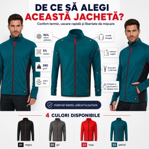 Jachetă Polar Fleece Stretch Bărbați tip Bluză Hanorac cu Fermoar Malfini Rimeck Vertex W41 – 280 g/m² - Img 2
