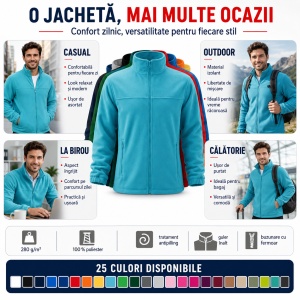 Jachetă Polar Fleece tip Bluză Hanorac Bărbați Călduroasă cu Fermoar Malfini Rimeck 501 – 280 g/m² - Img 6