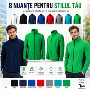 Jachetă Polar Fleece tip Bluză Hanorac Bărbați Călduroasă cu Fermoar Malfini Frosty 527 – 220 g/m² - Img 9
