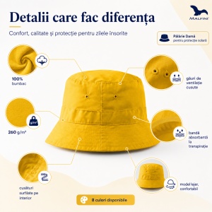 Pălărie Damă Malfini Classic pentru Protecție Solară, 100% Bumbac, 8 Culori, Mărime Unică - Img 4