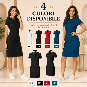 Rochie Polo Damă tip tricou, Malfini Premium 271 Dress Up, 100% Bumbac, Croială Cambrată, 215 g/m², Mărimi XS 2XL, 4 Culori - Img 10