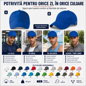 Șapcă Bărbați Sport din Bumbac, Reglabilă cu Cataramă și Cozoroc Curbat – 5P 307 - Img 7