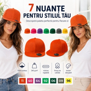 Șapcă Damă tip Snapback cu Cozoroc Drept, Reglabilă din Bumbac – Rap 6P 302 - Img 7
