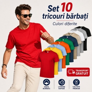 Set 10 Tricouri Bărbați Mărimi Mari, tricouri simple clasice din bumbac 100%