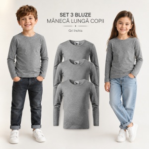 Set 3 bluze mâneca Lungă Copii din Bumbac | 8 culori disponibile - 121 - Img 18