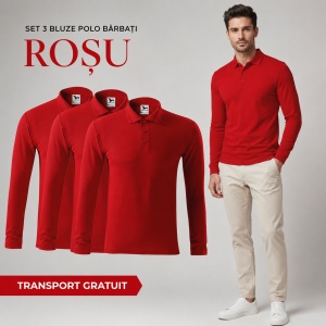 Set 3 bluze polo bărbat, cu guler tip Tommy, mânecă lungă, 11 nuanțe disponibile - Img 14