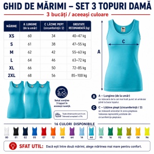 Set 3 topuri damă / maiouri sport, tricou fără mâneci, 16 nuanțe - Img 4
