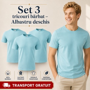 Set 3 Tricouri Bărbat în Aceeași Nuanță, 100% Bumbac, 145 g/m², Guler Rotund, 26 Culori, Mărimi S–3XL - Img 11