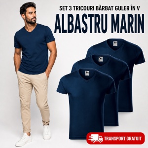 Set 3 Tricouri Bărbați cu Guler în V Malfini 146, Premium, 100% Bumbac, Slim Fit, Transport Gratuit - Img 18