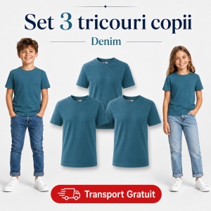 Set 3 tricouri copii din bumbac 100% – 33 nuanțe disponibile, fete și băieți Transport Gratuit - Img 17