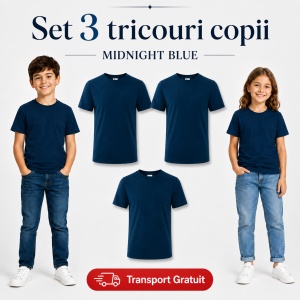 Set 3 tricouri copii din bumbac 100% – 33 nuanțe disponibile, fete și băieți Transport Gratuit - Img 27