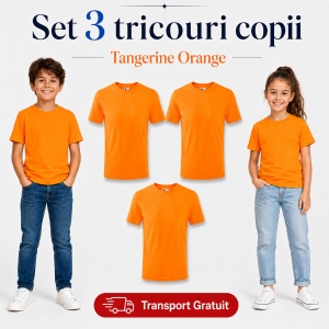 Set 3 tricouri copii din bumbac 100% – 33 nuanțe disponibile, fete și băieți Transport Gratuit - Img 37