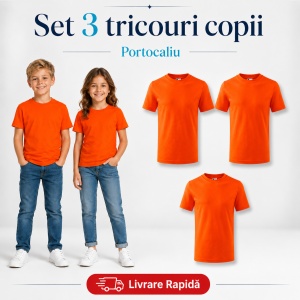 Set 3 Tricouri Copii din Bumbac 100% – Mânecă Scurtă, 35 Culori, Fete și Băieți - Img 29